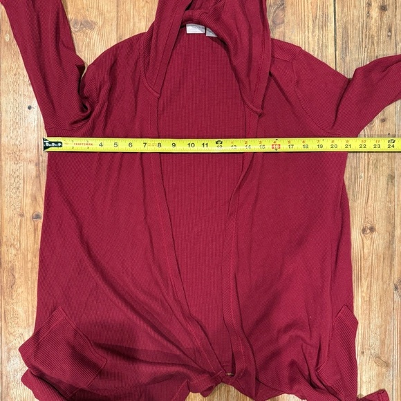 Chico’s Zenergy Cotton Spandex Hooded Cardigan Waffle Ribbed Pattern Sz 4-6 EUC - Picture 8 of 9